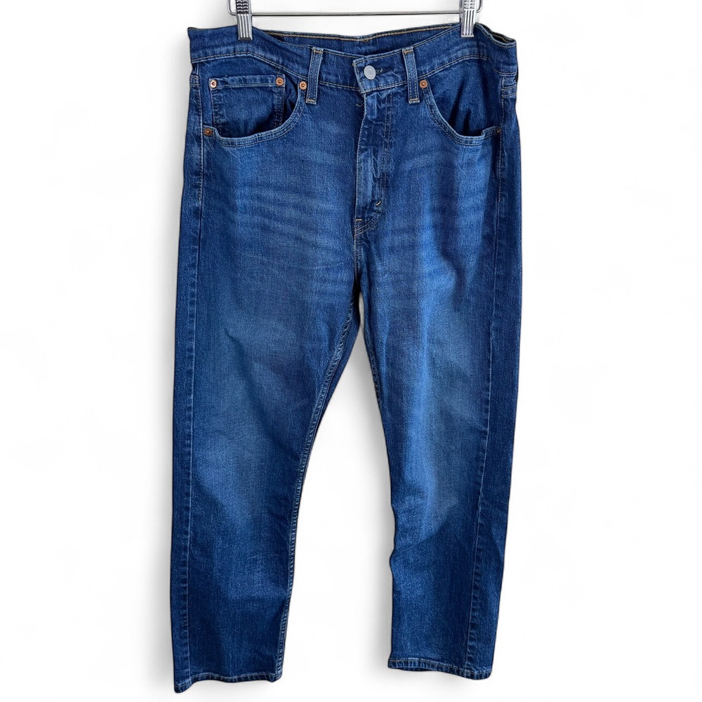 Levis 505 Regular Fit Mens Jeans 34x30 Medium Wash Blue Straight Leg Stretch